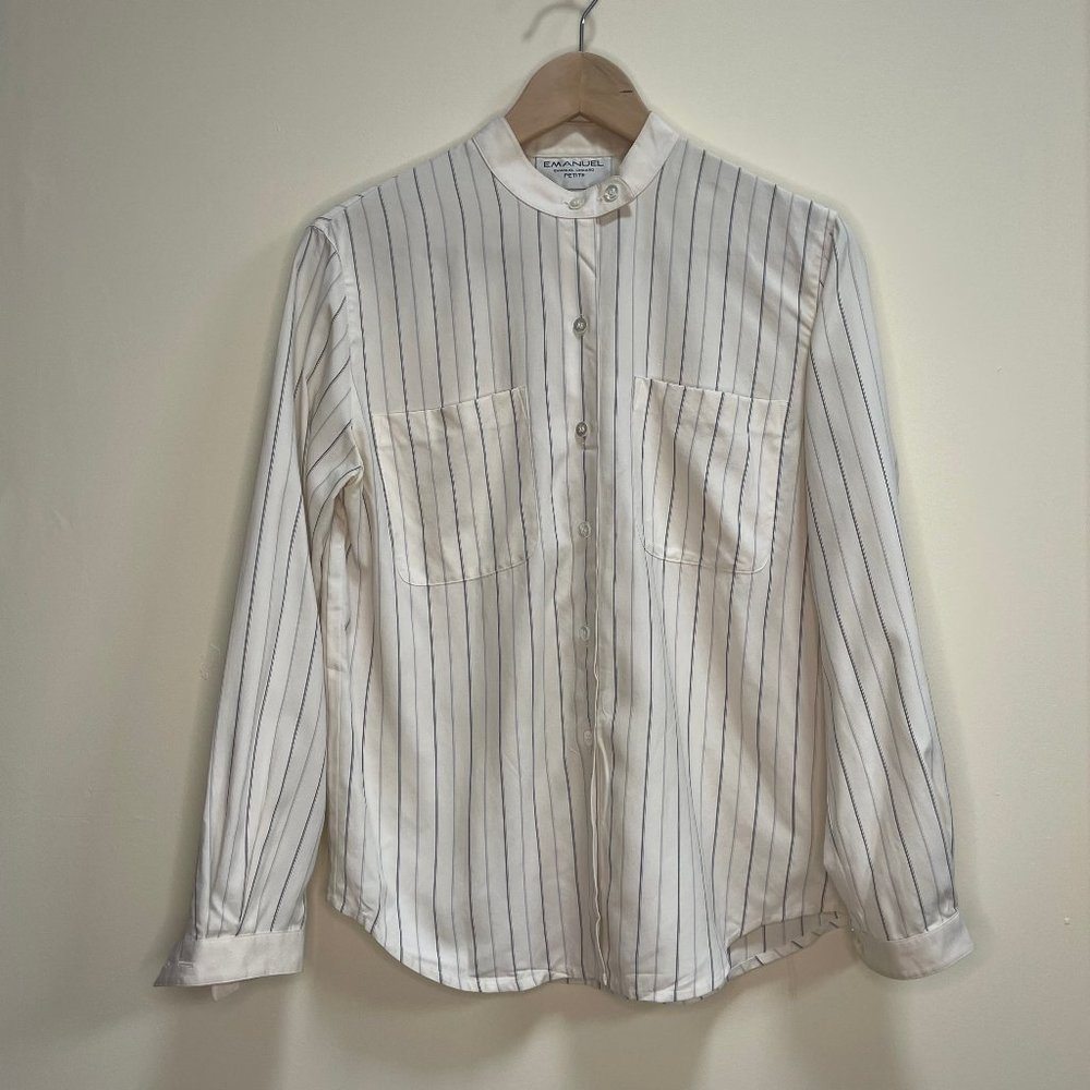 Mock neck cream striped blouse - Emanuel Ungaro - 100% Silk - Size XS